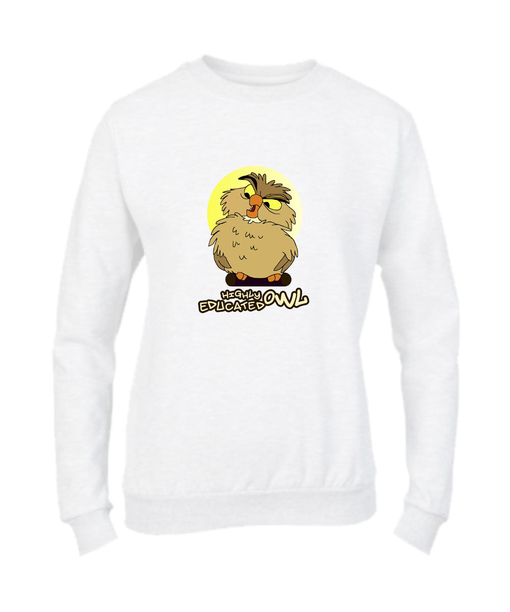 Felpa Girocollo UOMO, DONNA & BAMBIN - HIGHLY EDUCATED OWL - Super vestibilità Top qualità