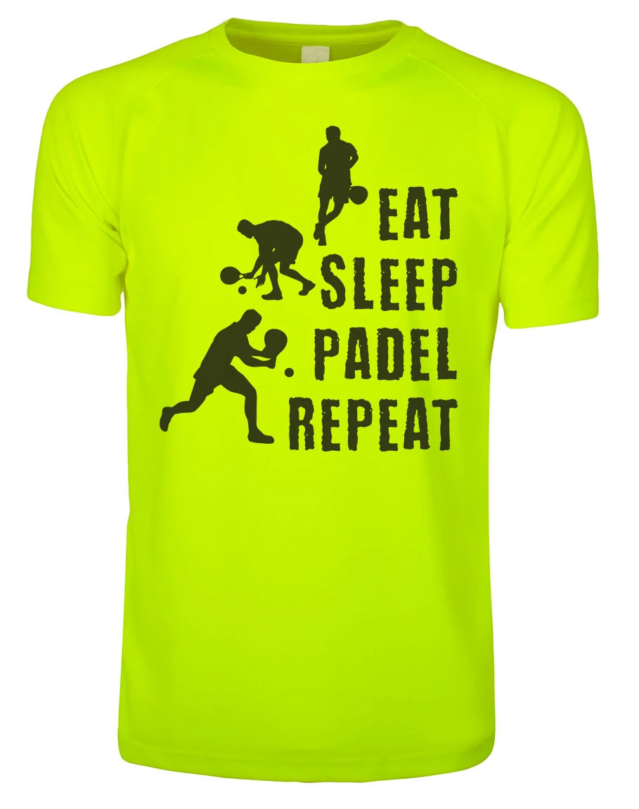 T-Shirt PADEL in Tessuto Dry Fit UNISEX - Padel Eat Sleep Padel Repeat - Elasticizzato e Traspirante Maglietta Maglia Sport Super vestibilità Top qualità