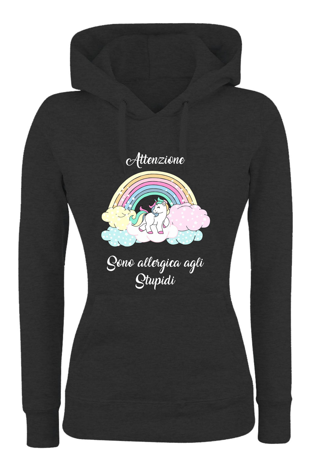 Felpa con cappuccio DONNA - ATTENZIONE SONO ALLERGICA AGLI STUPIDI - Super vestibilità Top qualità - Social Crazy