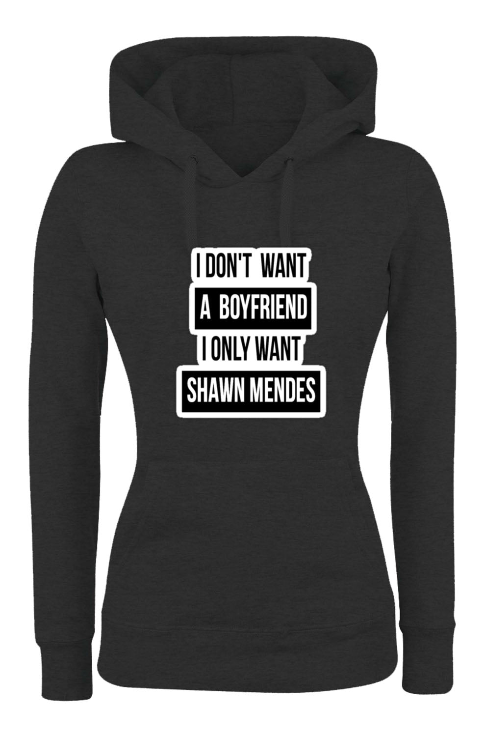 Felpa con cappuccio DONNA - I DON'T WANT A BOYFRIEND - Super vestibilità Top qualità