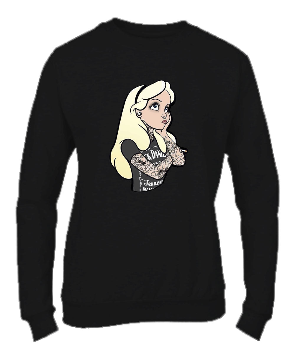 Felpa Girocollo UOMO, DONNA & BAMBIN - ALICE IN WONDERLAND PUNK - Super vestibilità Top qualità - Social Crazy