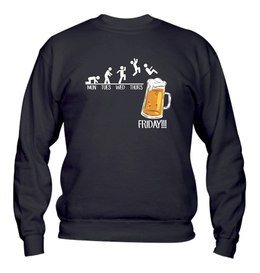 Felpa Girocollo UOMO, DONNA & BAMBIN - FRIDAY BEER - Super vestibilità Top qualità