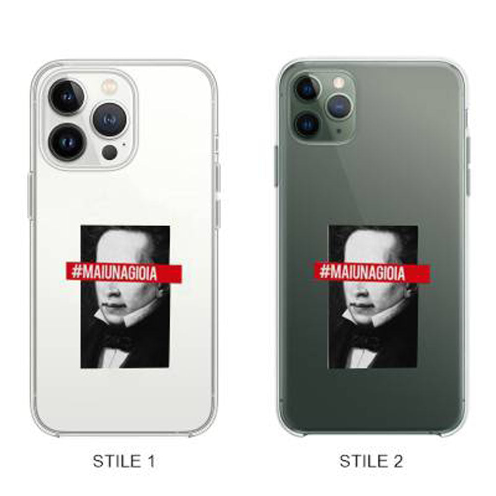 Cover Compatibile Con Tutti i Modelli iPhone - LEOPARDI MAI UNA GIOIA - Trasparente UltraSottili AntiGraffio Antiurto Case Custodia Marca