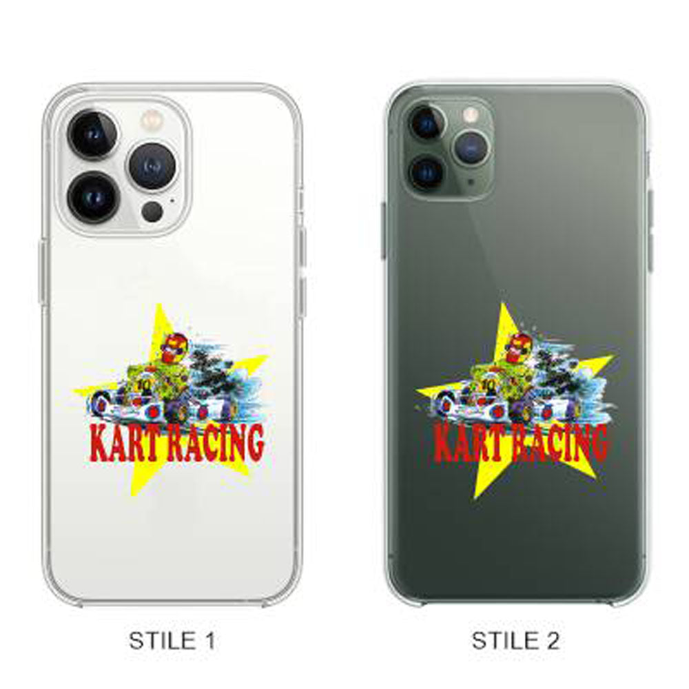 Cover Compatibile Con Tutti i Modelli iPhone - KARTING RACING - Trasparente UltraSottili AntiGraffio Antiurto Case Custodia Marca