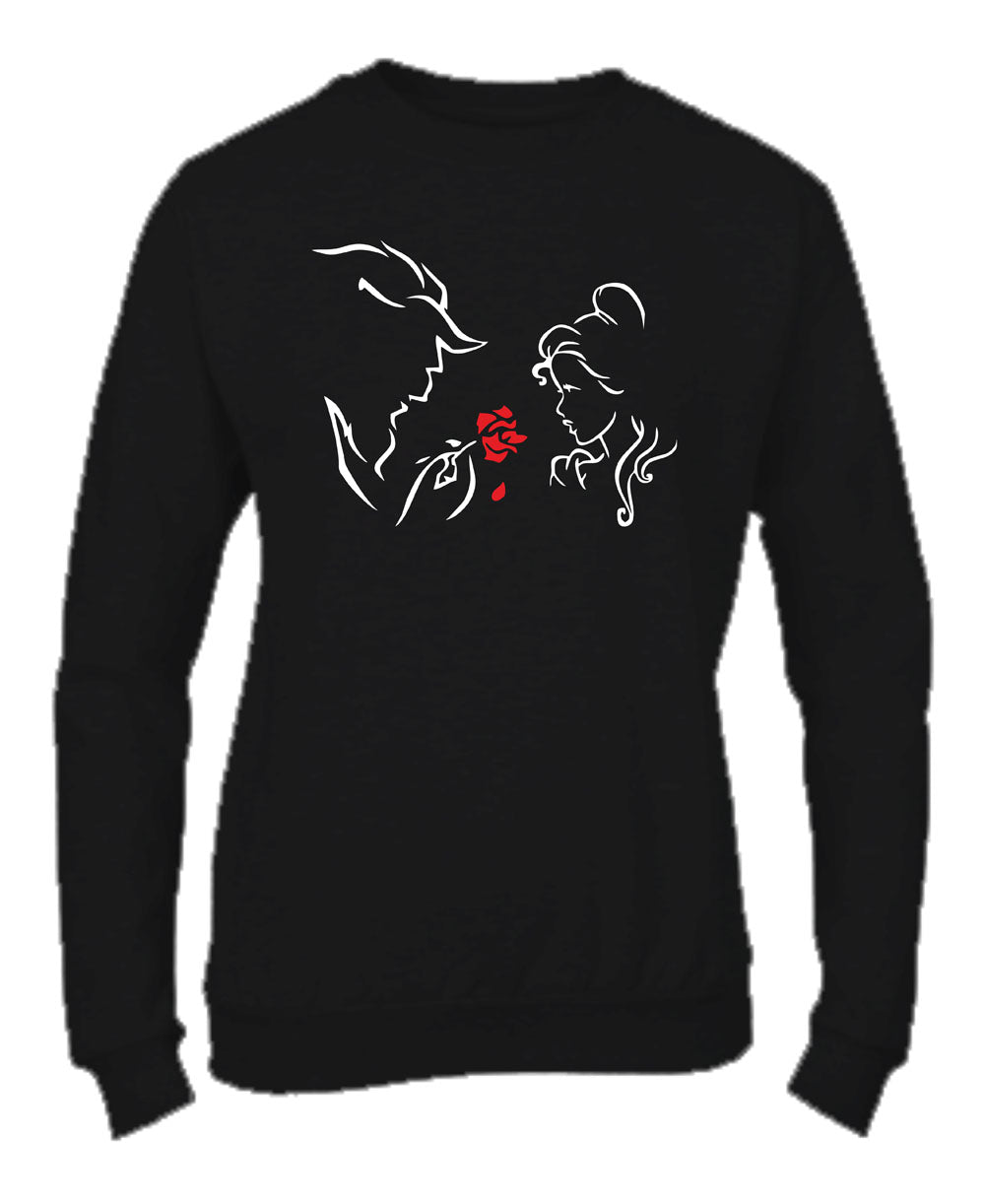 Felpa Girocollo DONNA & BAMBIN - LA BELLA E LA BESTIA - Super vestibilità Top qualità