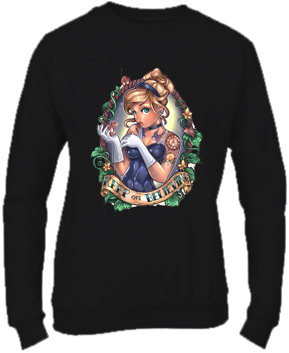 Felpa Girocollo UOMO, DONNA & BAMBIN - CENERENTOLA TATUATA - Super vestibilità Top qualità