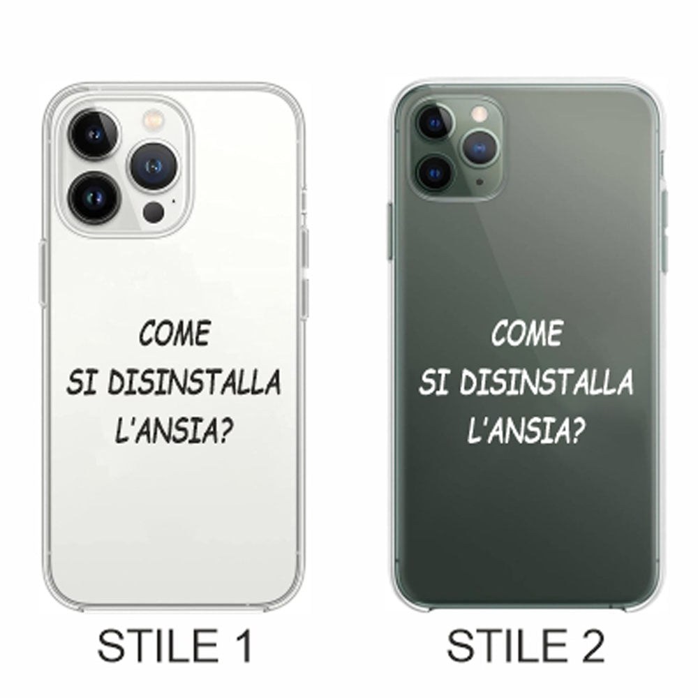 Cover Compatibile Con Tutti i Modelli iPhone - COME SI DISINSTALLA L'ANSIA - Trasparente UltraSottili AntiGraffio Antiurto Case Custodia Marca