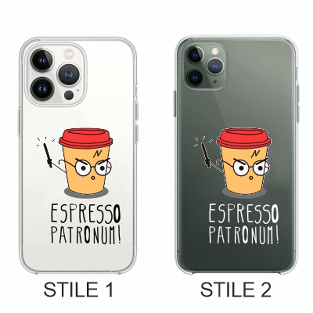 Cover Compatibile Con Tutti i Modelli iPhone - ESPRESSO PATRONUM - Trasparente UltraSottili AntiGraffio Antiurto Case Custodia Marca