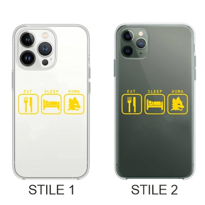 Cover Compatibile Con Tutti i Modelli iPhone - EAT SLEEP AS ROMA - Trasparente UltraSottili AntiGraffio Antiurto Case Custodia Marca