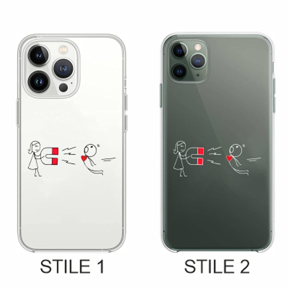 Cover Compatibile Con Tutti i Modelli iPhone - COPPIA CALAMITA - Trasparente UltraSottili AntiGraffio Antiurto Case Custodia Marca