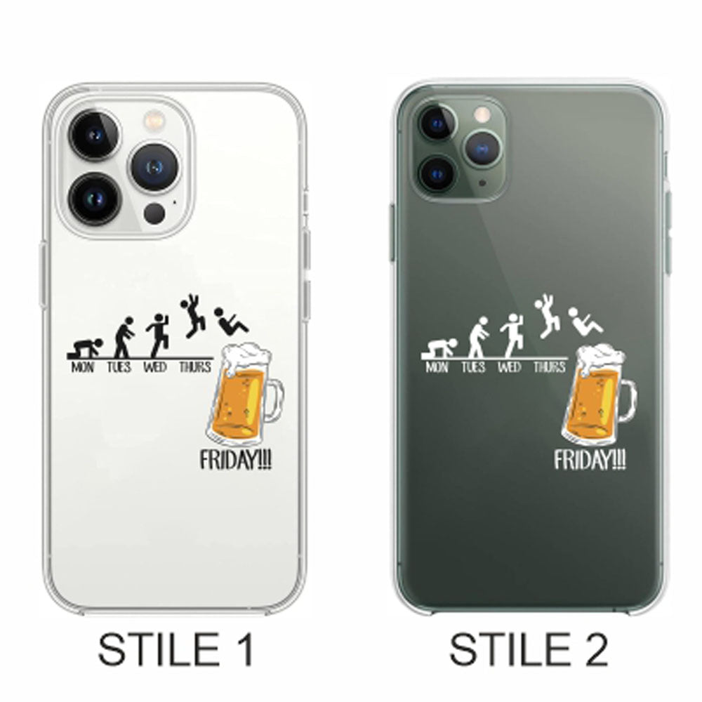Cover Compatibile Con Tutti i Modelli iPhone - FRIDAY BEER - Trasparente UltraSottili AntiGraffio Antiurto Case Custodia Marca