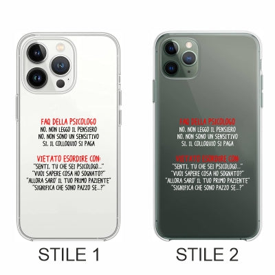 Cover Compatibile Con Tutti i Modelli iPhone - FAQ DELLA PSICOLOGA - Trasparente UltraSottili AntiGraffio Antiurto Case Custodia Marca