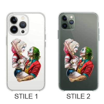 Cover Compatibile Con Tutti i Modelli iPhone - HARLEY E JOKER - Trasparente UltraSottili AntiGraffio Antiurto Case Custodia Marca