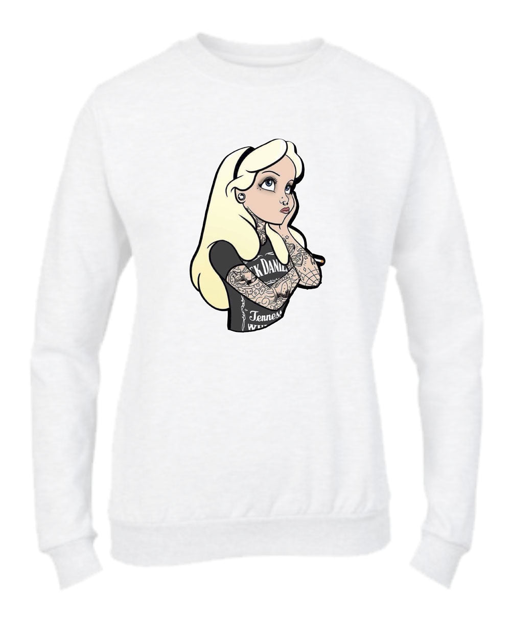 Felpa Girocollo UOMO, DONNA & BAMBIN - ALICE IN WONDERLAND PUNK - Super vestibilità Top qualità - Social Crazy