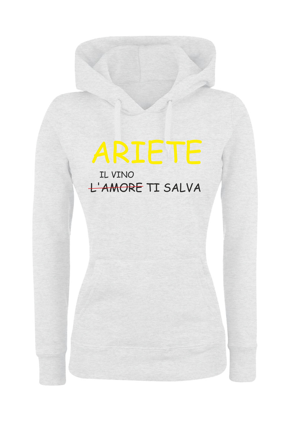 Felpa con cappuccio UOMO, DONNA & BAMBIN - ARIETE IL VINO TI SALVA - Super vestibilità Top qualità - Social Crazy
