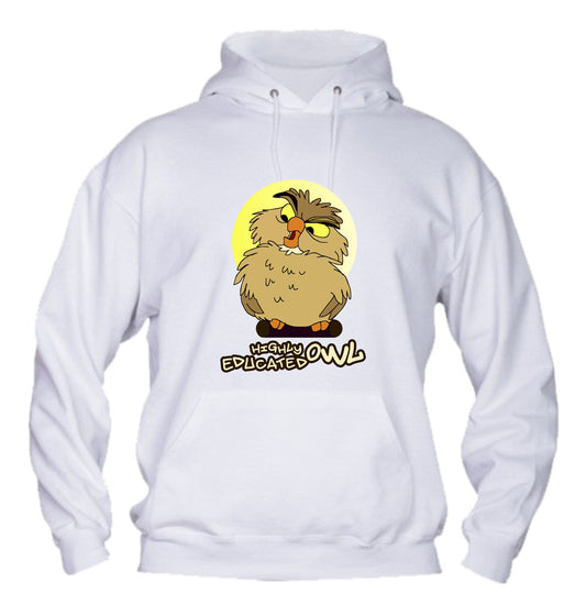 Felpa con cappuccio UOMO, DONNA & BAMBIN - HIGHLY EDUCATED OWL - Super vestibilità Top qualità