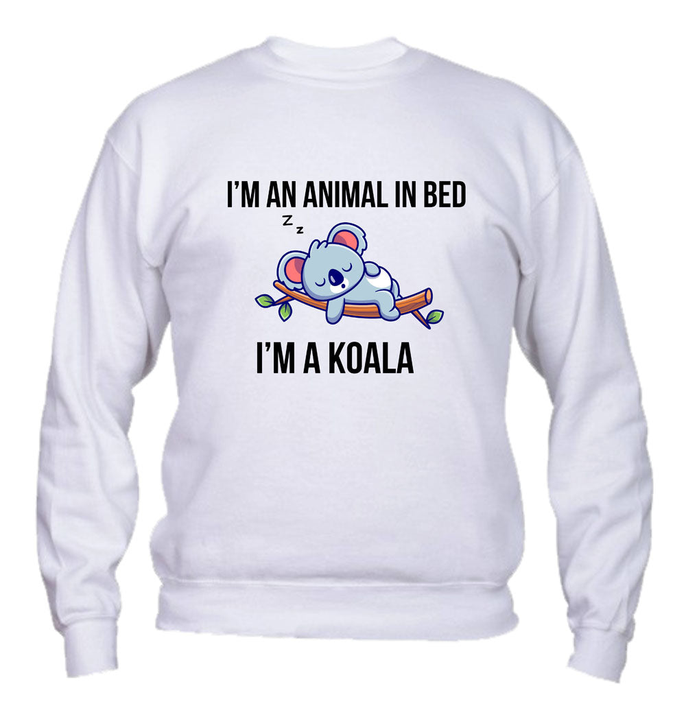Felpa Girocollo UOMO, DONNA & BAMBIN - I'M AN ANIMAL IN BED - Super vestibilità Top qualità