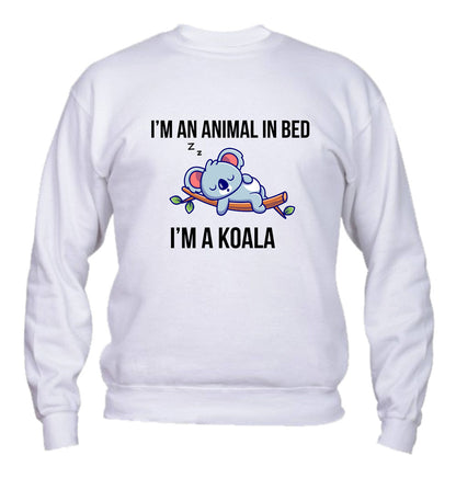 Felpa Girocollo UOMO, DONNA & BAMBIN - I'M AN ANIMAL IN BED - Super vestibilità Top qualità