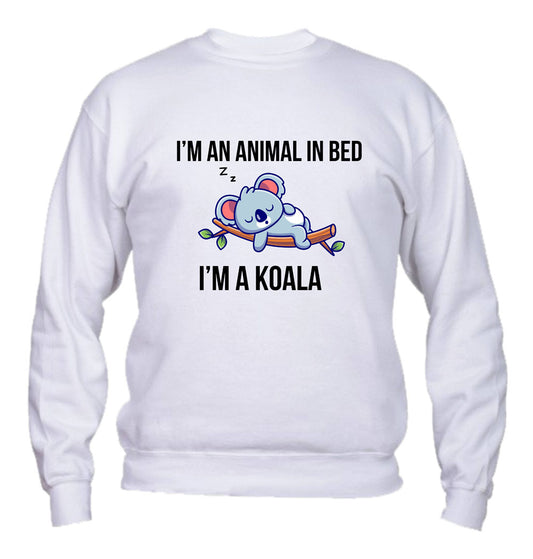 Felpa Girocollo UOMO, DONNA & BAMBIN - I'M AN ANIMAL IN BED - Super vestibilità Top qualità