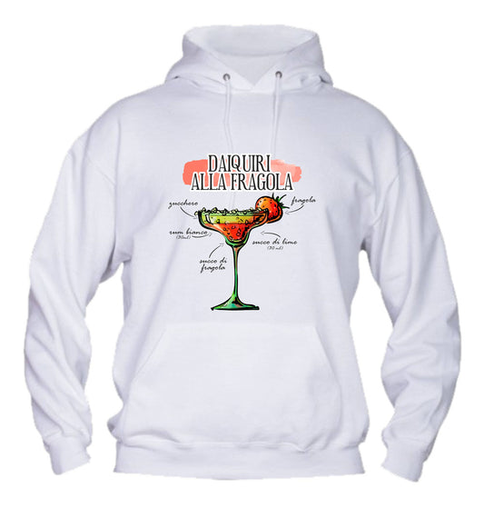 Felpa con cappuccio UOMO, DONNA & BAMBIN - DAIQUIRI ALLA FRAGOLA - Super vestibilità Top qualità