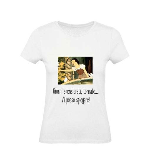 T-Shirt Donna & Bambino - BIANCANEVE TI POSSO SPIEGARE - Maglietta Maglia Tshirt Super vestibilità Top qualità