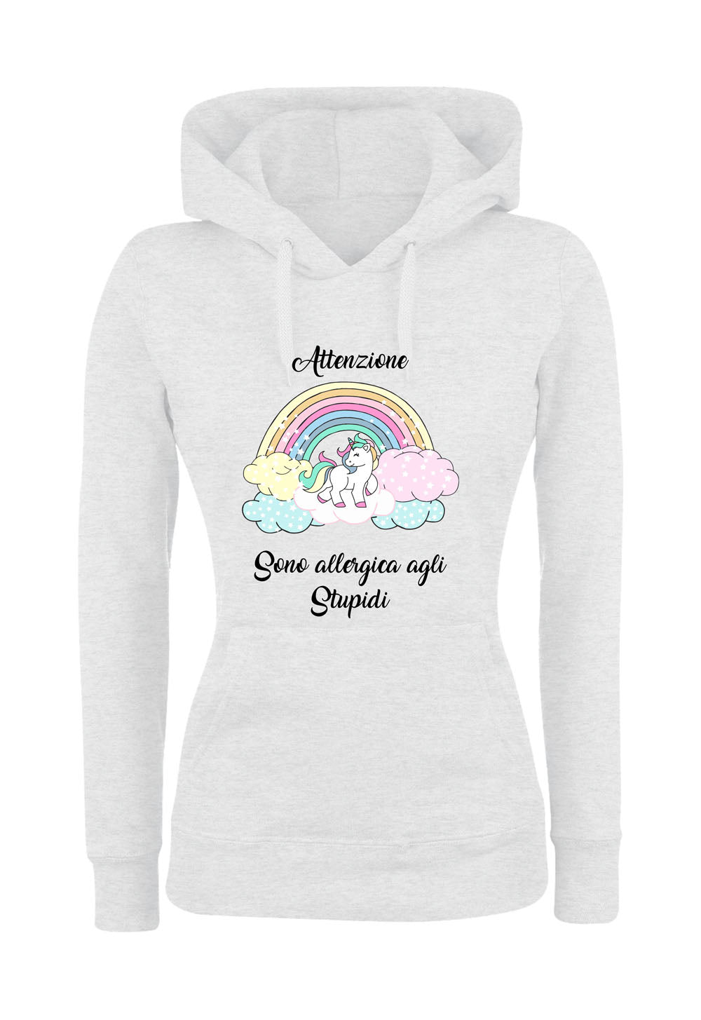 Felpa con cappuccio DONNA - ATTENZIONE SONO ALLERGICA AGLI STUPIDI - Super vestibilità Top qualità - Social Crazy