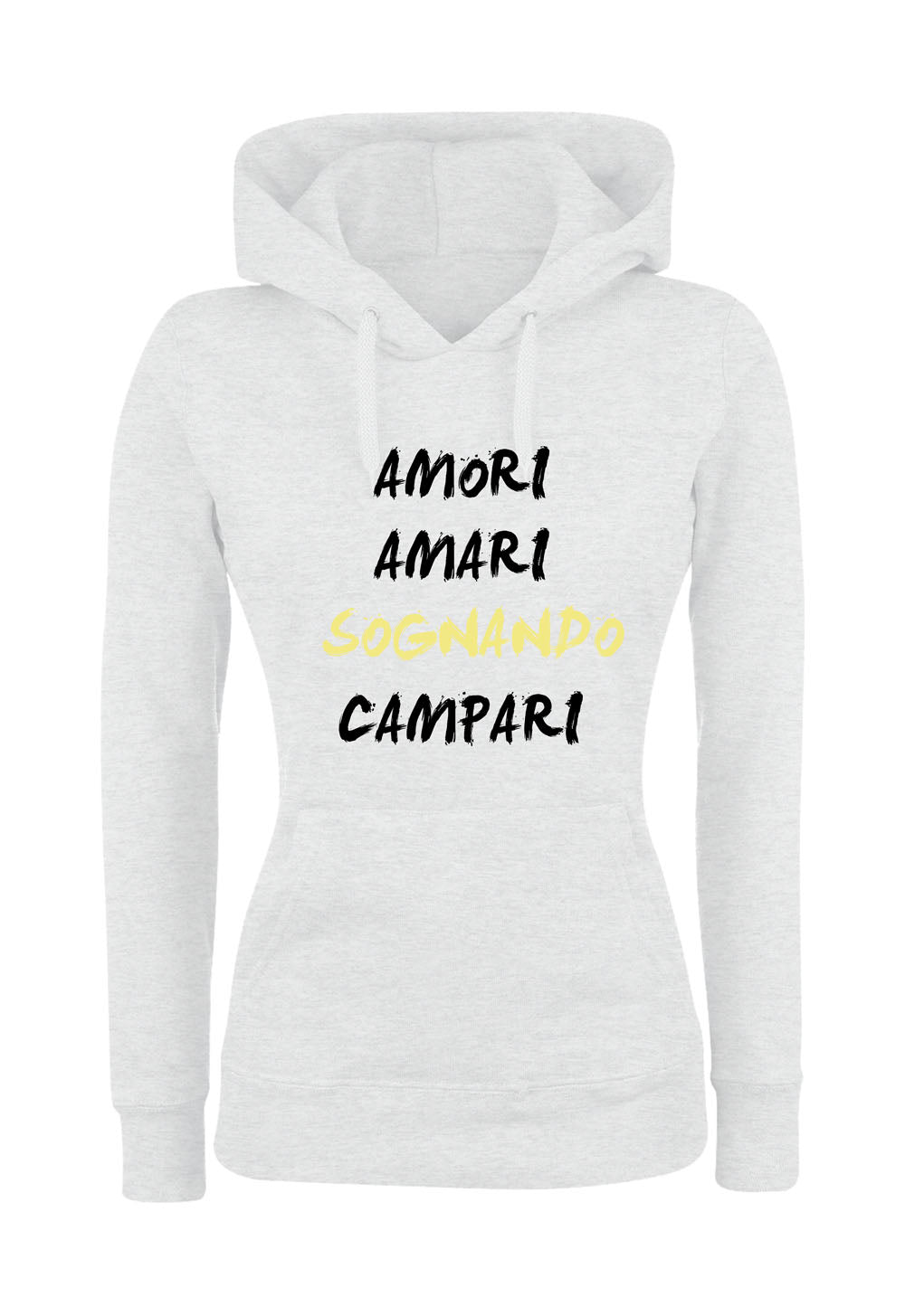 Felpa con cappuccio UOMO, DONNA & BAMBIN - AMORI AMARI SOGNANDO CAMPARI - Super vestibilità Top qualità - Social Crazy