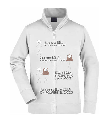 Felpa Unisex Full Zip - BILL E BILLA - Super vestibilità Top qualità