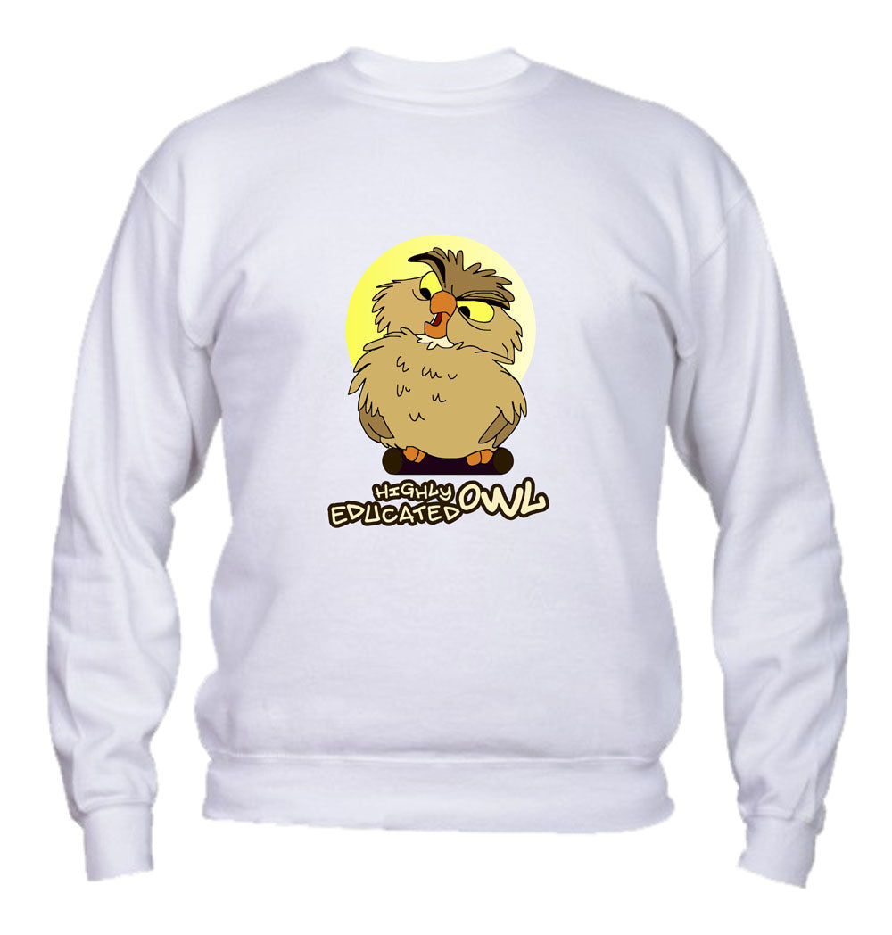 Felpa Girocollo UOMO, DONNA & BAMBIN - HIGHLY EDUCATED OWL - Super vestibilità Top qualità