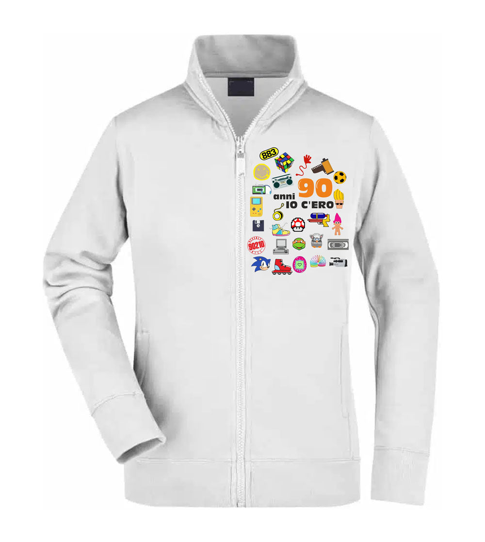 Felpa Unisex Full Zip - ANNI 90 - Super vestibilità Top qualità - Social Crazy