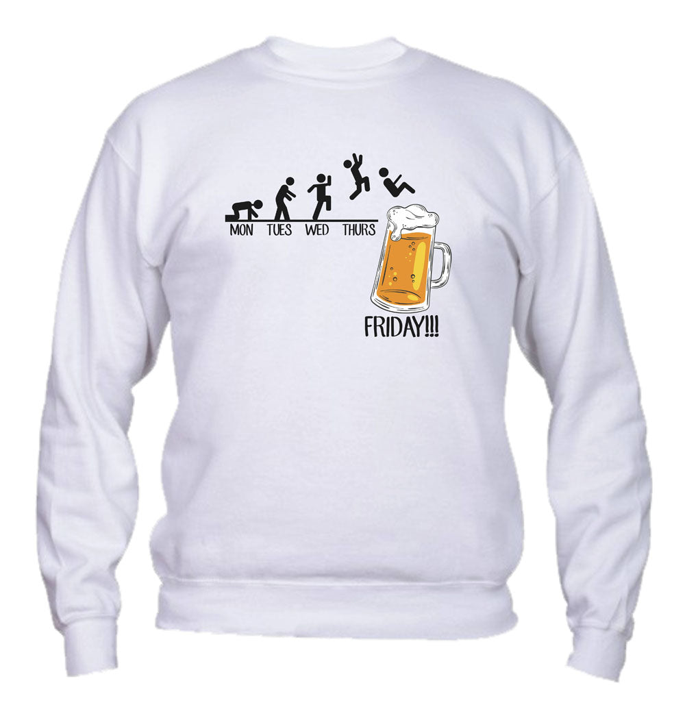 Felpa Girocollo UOMO, DONNA & BAMBIN - FRIDAY BEER - Super vestibilità Top qualità