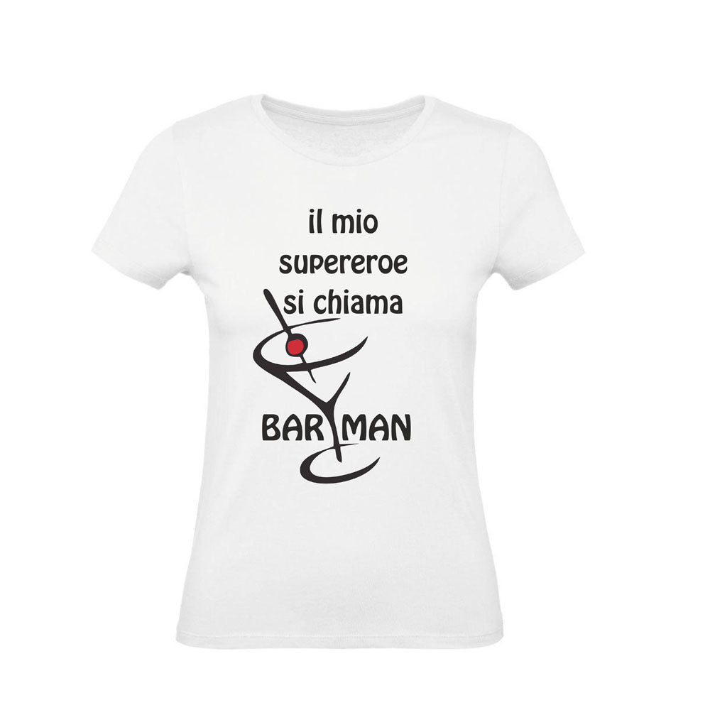 T-Shirt Uomo, Donna & Bambino - IL MIO SUPEREROE SI CHIAMA BARMAN - Maglietta Maglia Tshirt Super vestibilità Top qualità
