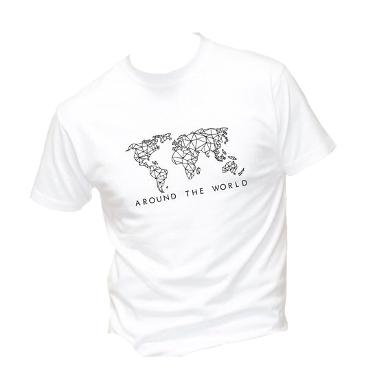 T-Shirt Uomo, Donna & Bambino - AROUND THE WORLD - Maglietta Maglia Tshirt Super vestibilità Top qualità