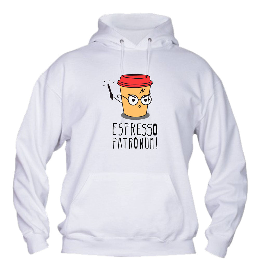 Felpa con cappuccio UOMO, DONNA & BAMBIN - ESPRESSO PATRONUM - Super vestibilità Top qualità - Social Crazy