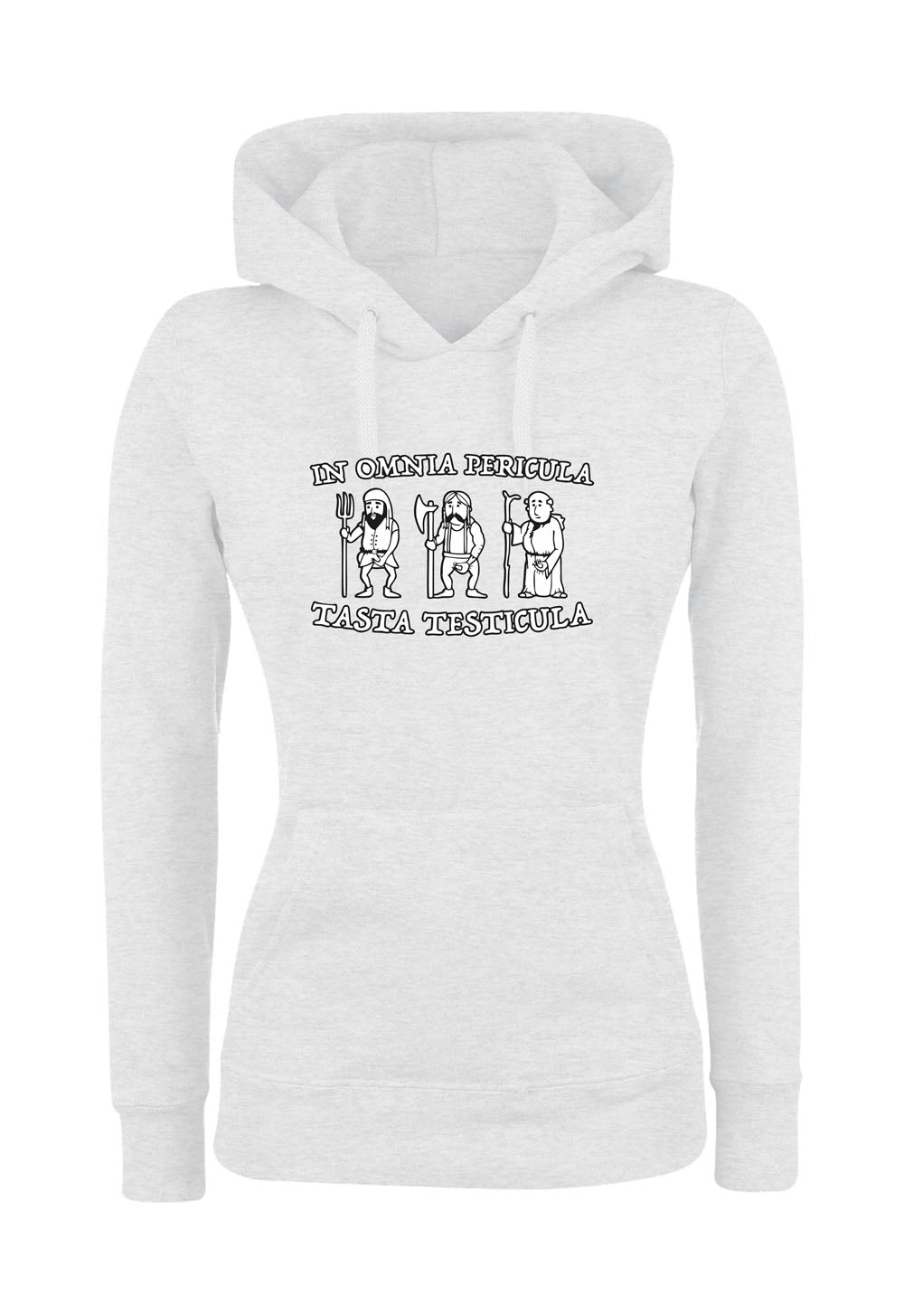 Felpa con cappuccio UOMO, DONNA & BAMBIN - IN OMNIA PERICULA TASTA TESTICULA - Super vestibilità Top qualità
