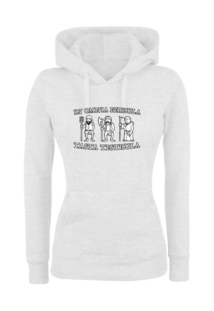 Felpa con cappuccio UOMO, DONNA & BAMBIN - IN OMNIA PERICULA TASTA TESTICULA - Super vestibilità Top qualità