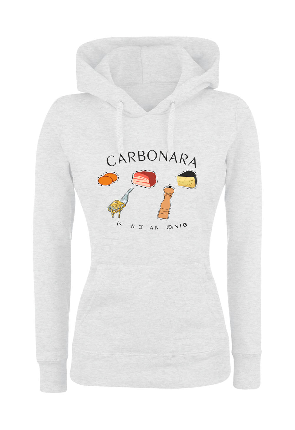 Felpa con cappuccio UOMO, DONNA & BAMBIN - CARBONARA IS NOT AN OPINION - Super vestibilità Top qualità