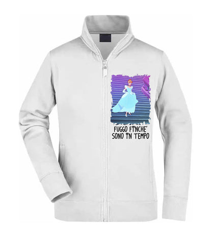 Felpa Unisex Full Zip - CENERENTOLA FUGGO FINCHÈ SONO IN TEMPO - Super vestibilità Top qualità