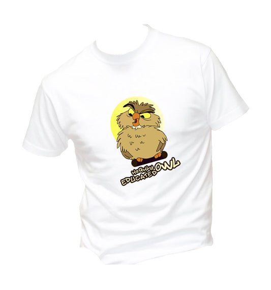 T-Shirt Uomo, Donna & Bambino - HIGHLY EDUCATED OWL  - Maglietta Maglia Tshirt Super vestibilità Top qualità