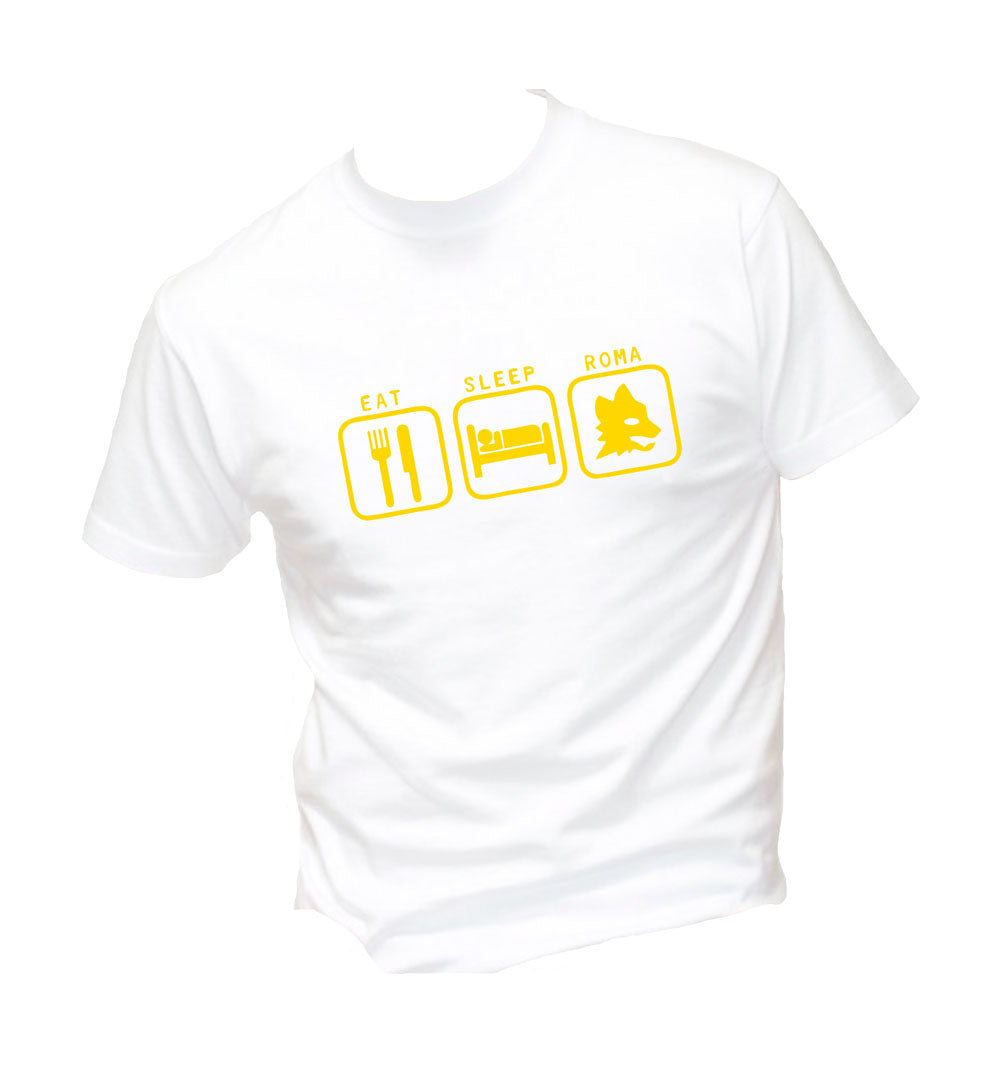 T-Shirt Uomo & Bambino - EAT SLEEP AS ROMA - Maglietta Maglia Tshirt Super vestibilità Top qualità
