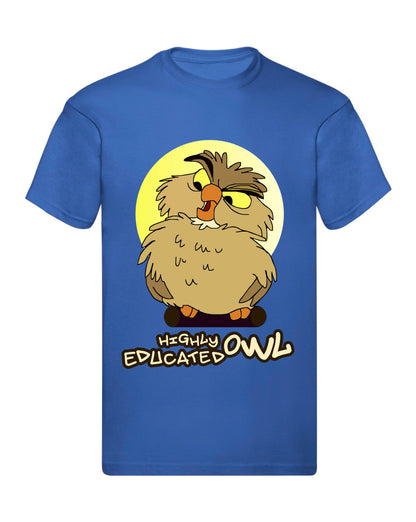 T-Shirt Uomo, Donna & Bambino - HIGHLY EDUCATED OWL  - Maglietta Maglia Tshirt Super vestibilità Top qualità