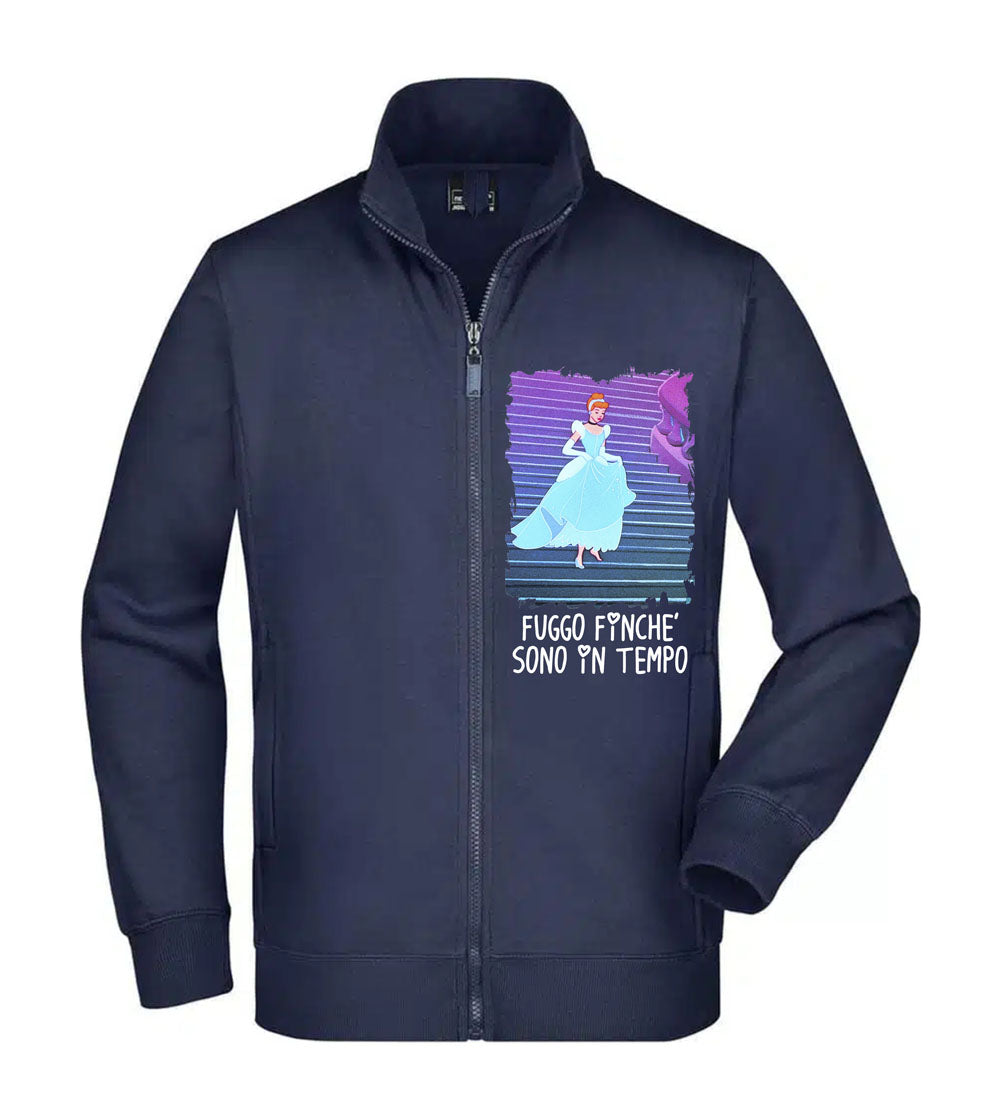 Felpa Unisex Full Zip - CENERENTOLA FUGGO FINCHÈ SONO IN TEMPO - Super vestibilità Top qualità