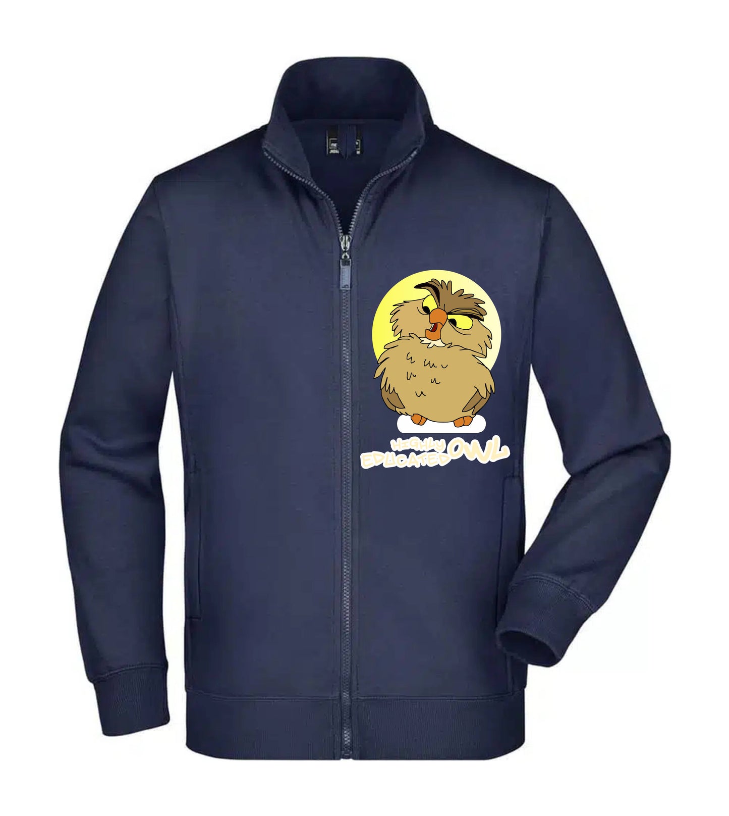 Felpa Unisex Full Zip - HIGHLY EDUCATED OWL - Super vestibilità Top qualità
