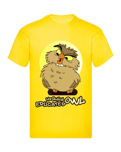 T-Shirt Uomo, Donna & Bambino - HIGHLY EDUCATED OWL  - Maglietta Maglia Tshirt Super vestibilità Top qualità