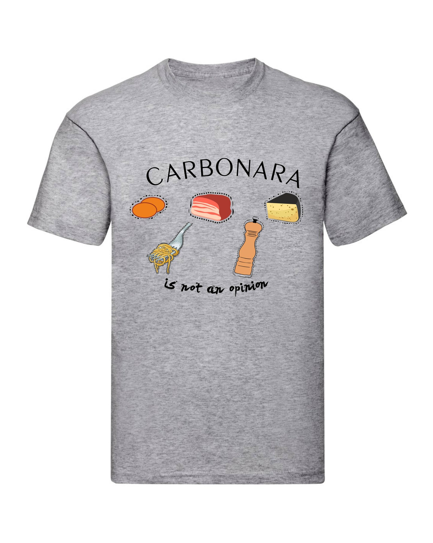 T-Shirt Uomo, Donna & Bambino - CARBONARA IS NOT AN OPINION - Maglietta Maglia Tshirt Super vestibilità Top qualità