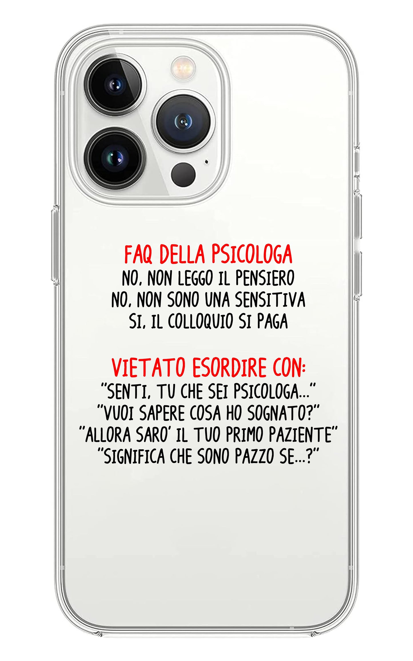 Cover Compatibile Con Tutti i Modelli iPhone - FAQ DELLA PSICOLOGA - Trasparente UltraSottili AntiGraffio Antiurto Case Custodia Marca
