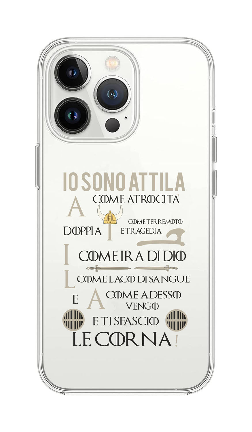 Cover Compatibile Con Tutti i Modelli iPhone - IO SONO ATTILA - Trasparente UltraSottili AntiGraffio Antiurto Case Custodia Marca