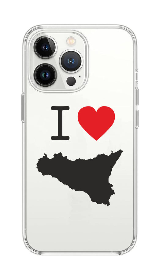 Cover Compatibile Con Tutti i Modelli iPhone - I LOVE SICILIA - Trasparente UltraSottili AntiGraffio Antiurto Case Custodia Marca - Social Crazy