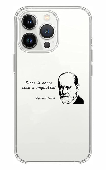Cover Compatibile Con Tutti i Modelli iPhone - FREUD - TUTTA LA NOTTE COCA E MIGNOTTE - Trasparente UltraSottili AntiGraffio Antiurto Case Custodia Marca