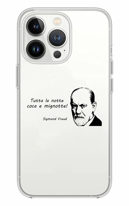 Cover Compatibile Con Tutti i Modelli iPhone - FREUD - TUTTA LA NOTTE COCA E MIGNOTTE - Trasparente UltraSottili AntiGraffio Antiurto Case Custodia Marca